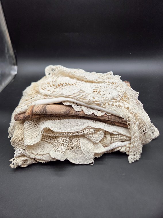 Lace Doilies, Crocheted Linens, and Fabric Fragments