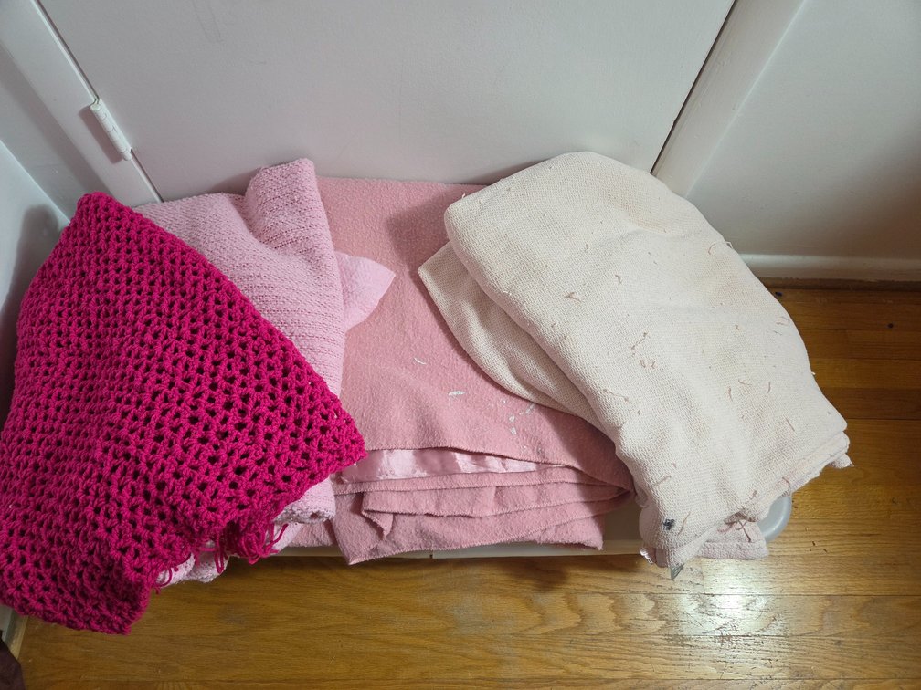 Knit Blankets, Crochet Throw, and Plastic Storage Tote