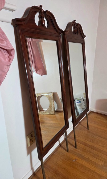 Pair of Wood Dresser Mirrors