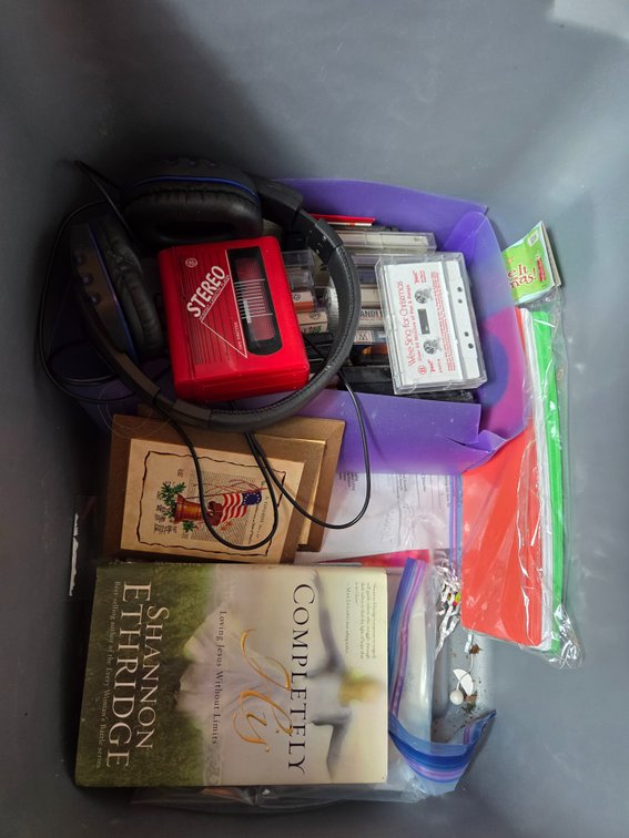 Cassette Player, Baskets, Picture Frames, Books, and More
