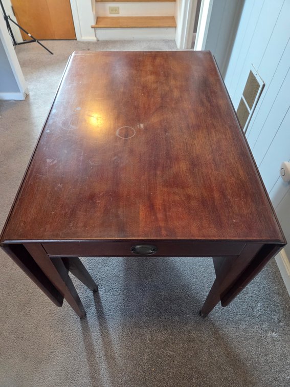 Wood Drop-Leaf Dining Table and Two Chairs