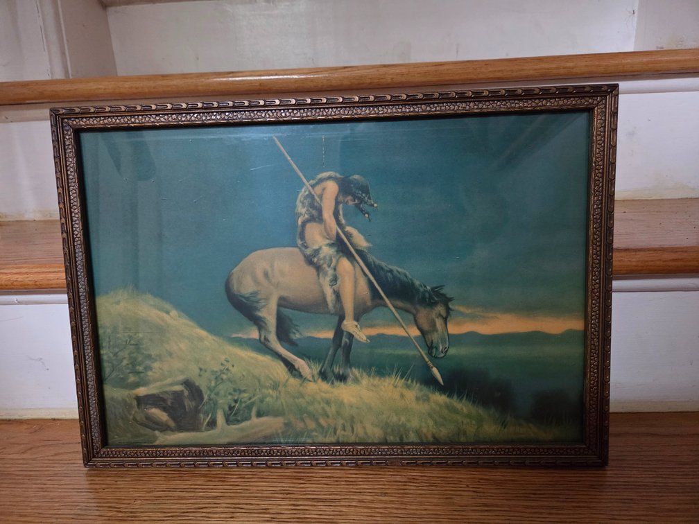 Framed "End of the Trail" Print Under Glass