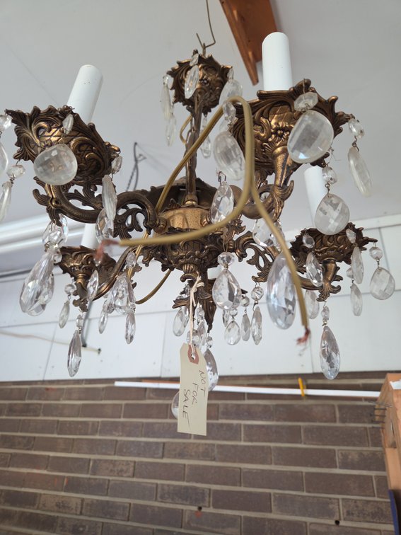 Brass-Finish Cast Metal Crystal Chandelier