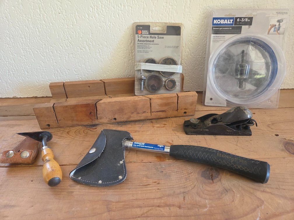 Camp Axe, Hole Saw Sets, Block Plane, and Miter Box