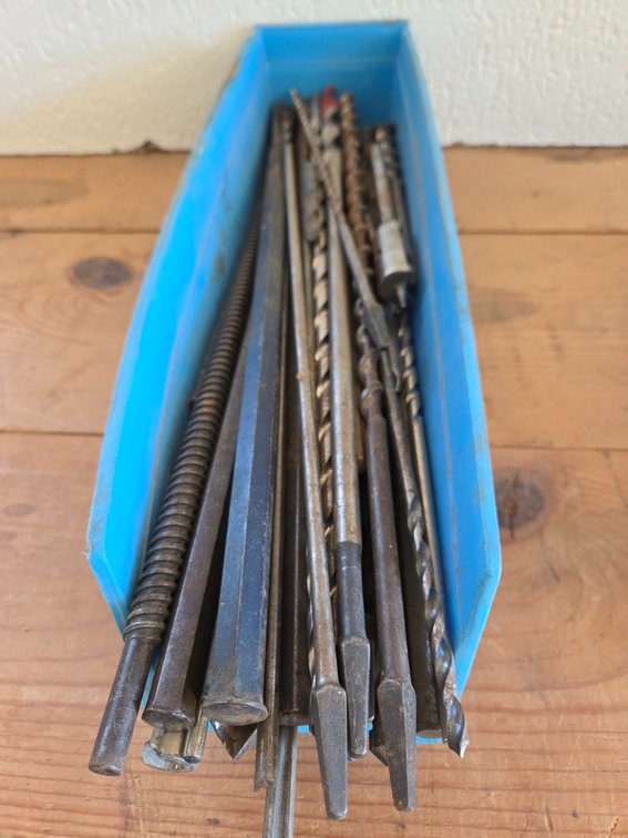 Drill Bits, Chisels, and Rods with Plastic Storage Bin