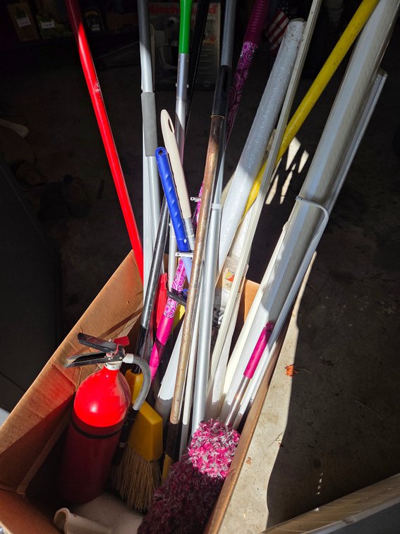 Fire Extinguisher, Cleaning Tools, and Utility Handles