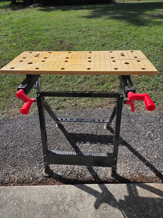 Portable Folding Clamping Workbench with Wood Top