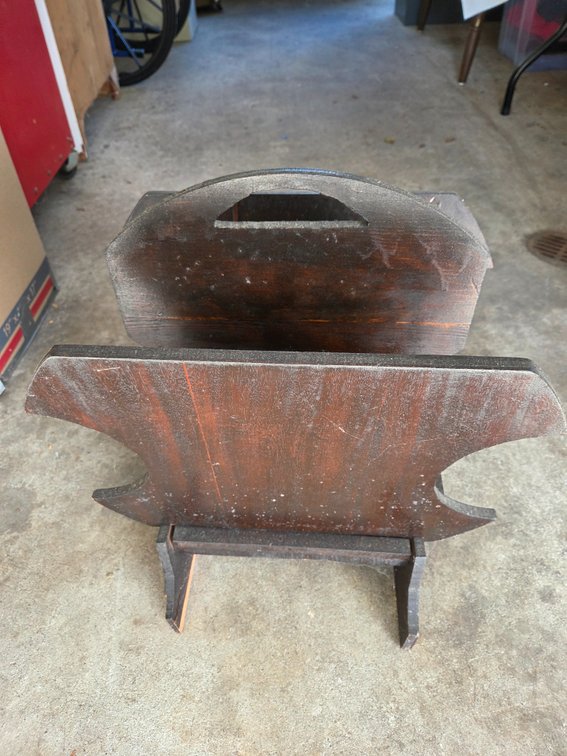 Dark Stained Wood Double-Sided Magazine Rack