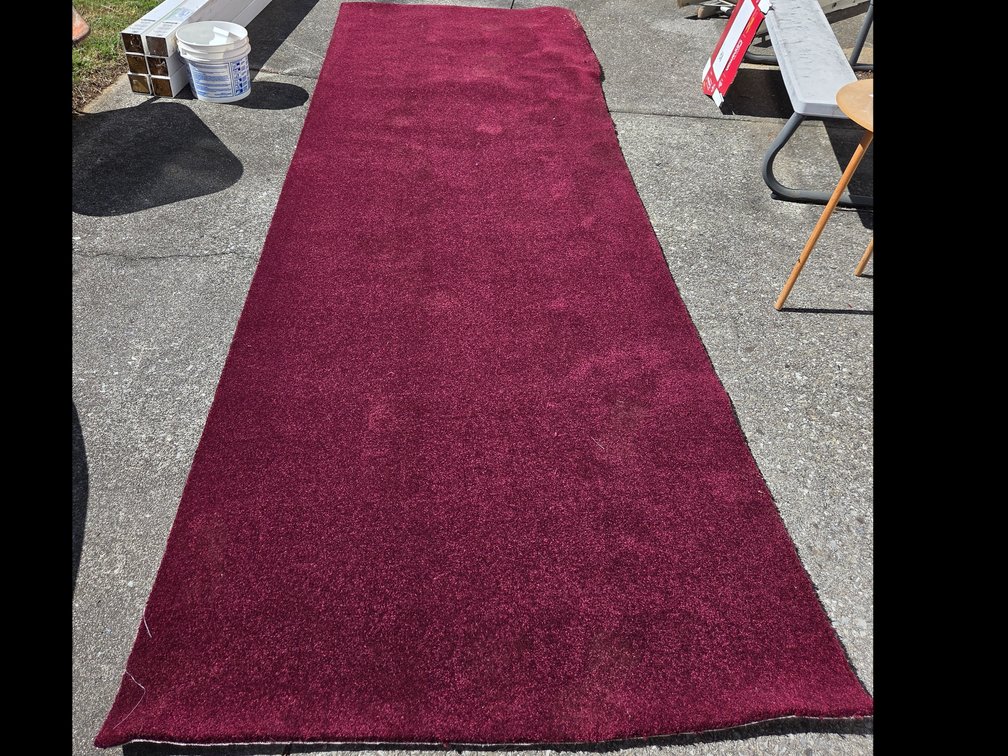 Burgundy Cut-Pile Carpet Runner with Woven Backing