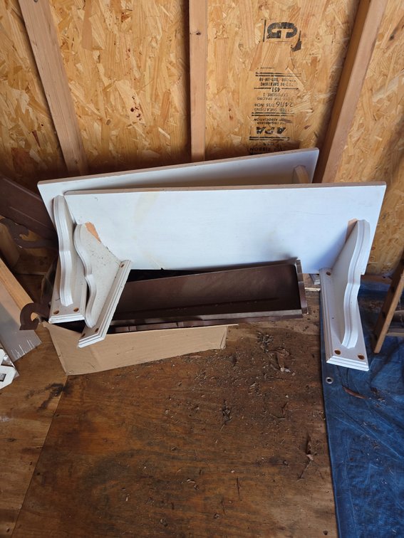 Painted Wooden Wall Shelves and Decorative Brackets