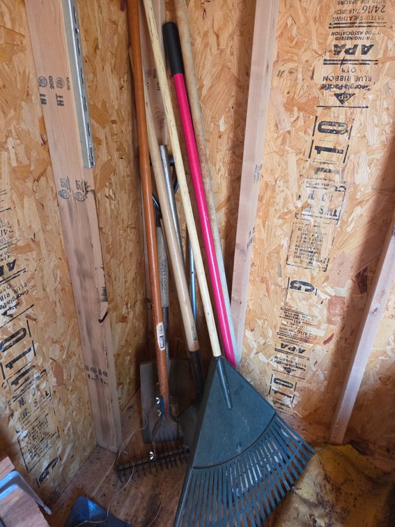 Shovels, Garden Rakes, Floor Scraper, and Yard Tools