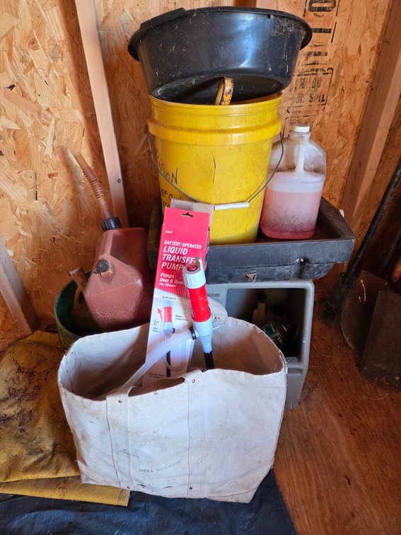 Liquid Transfer Pump, Canvas Tote, and Utility Containers
