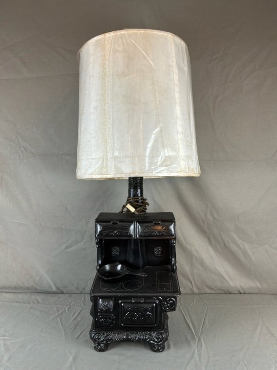 Cast Iron Cookstove Table Lamp with Shade