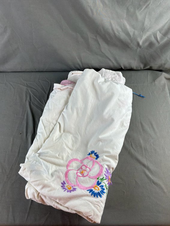 Embroidered Floral Linen Pillowcase