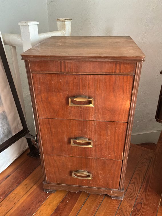 Three-Drawer Wood File Cabinet with Fluted Trim
