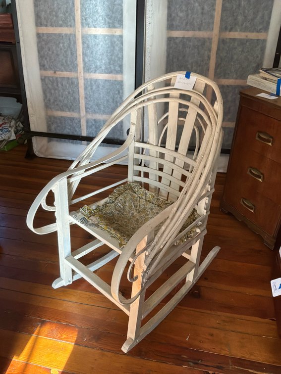 White Painted Bentwood Rocking Chair with Cushion