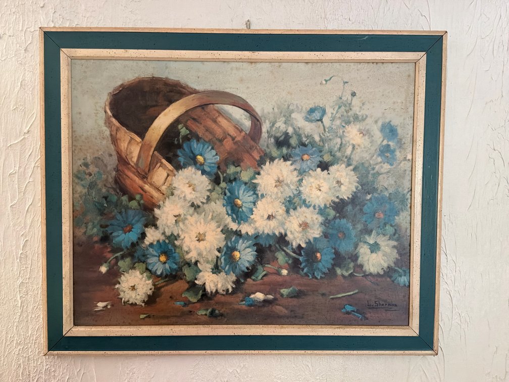 L. Sherman Framed Floral Still Life Painting