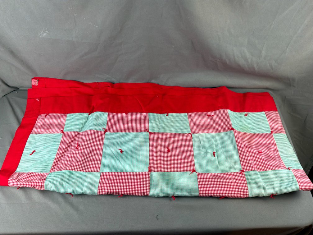 Red and Green Gingham Patchwork Tied Quilt