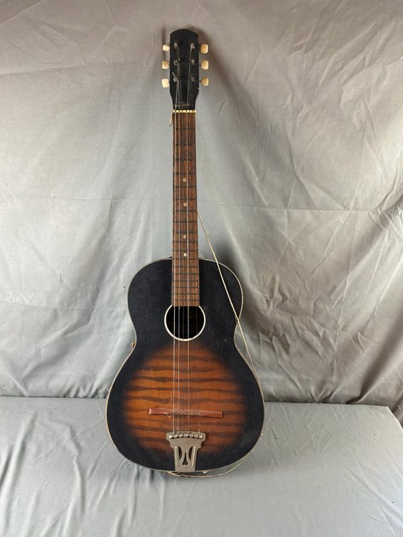 Acoustic Parlor Guitar with Faux Flame Sunburst Finish
