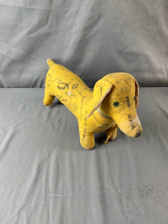 Yellow Cloth Stuffed Dachshund Autograph Hound