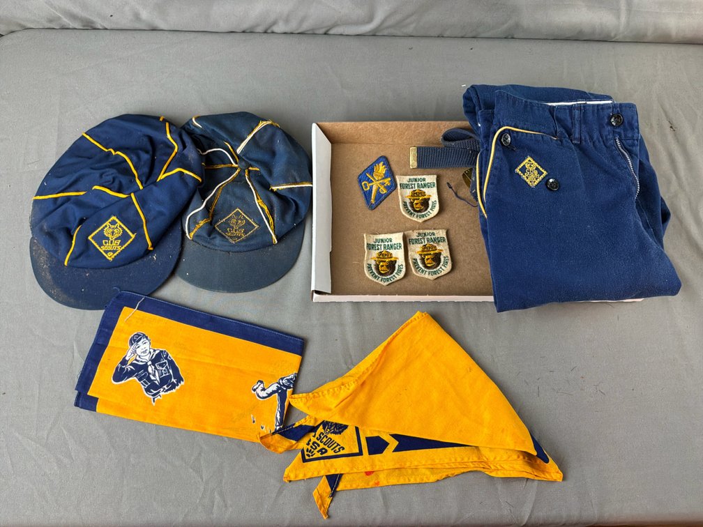 Uniform Caps, Trousers, Neckerchiefs, and Embroidered Patches