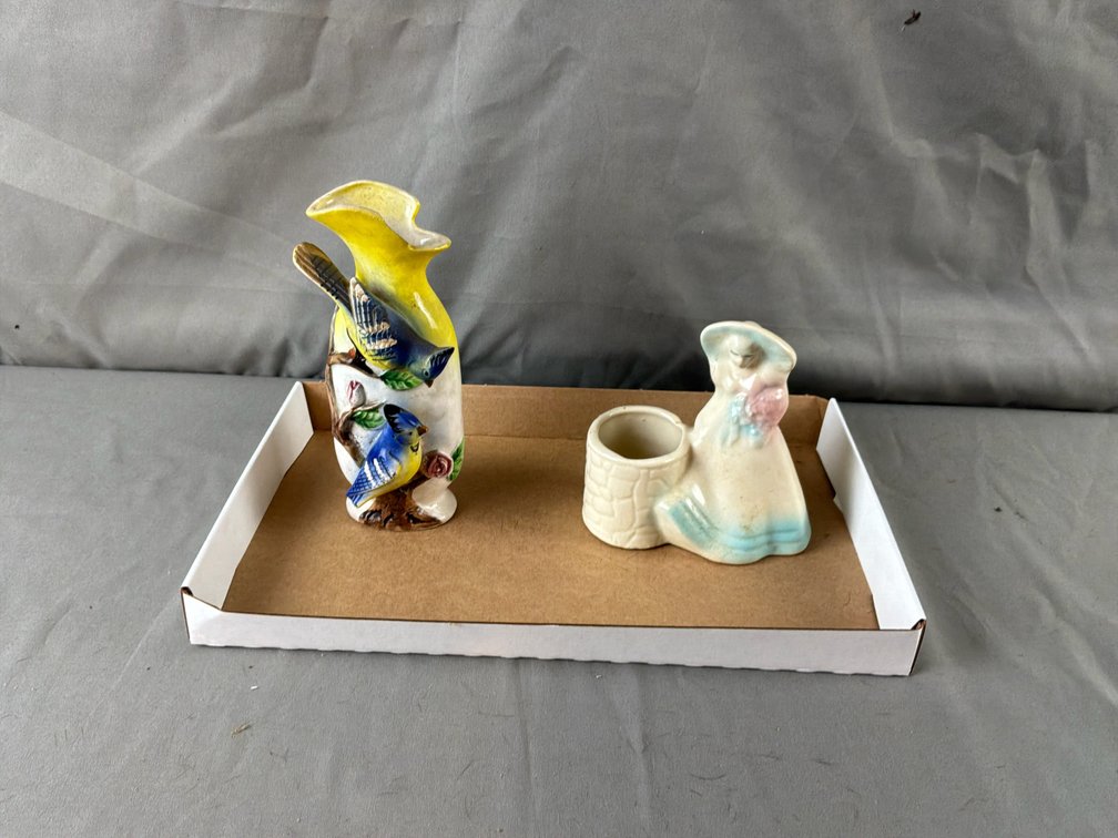 Ceramic Bird Vase and Figurine Planter