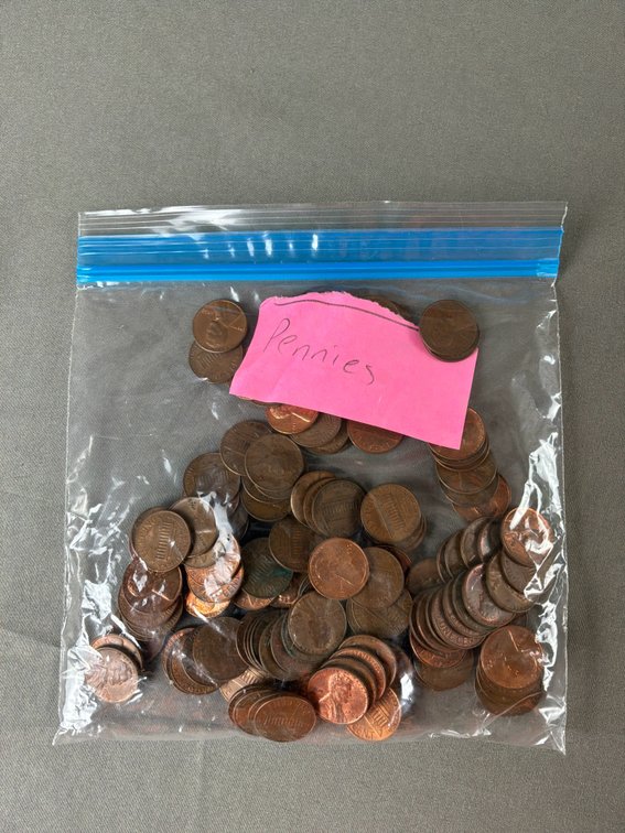 United States Lincoln One-Cent Coins in Plastic Bag