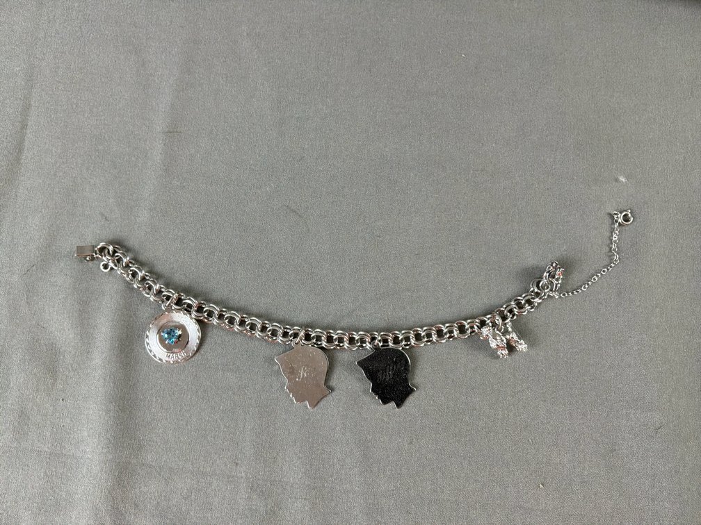 Sterling Silver Charm Bracelet with Four Charms
