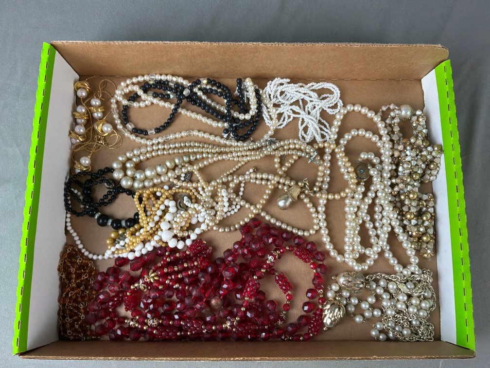 Faux Pearl Strands, Beaded Necklaces, and More