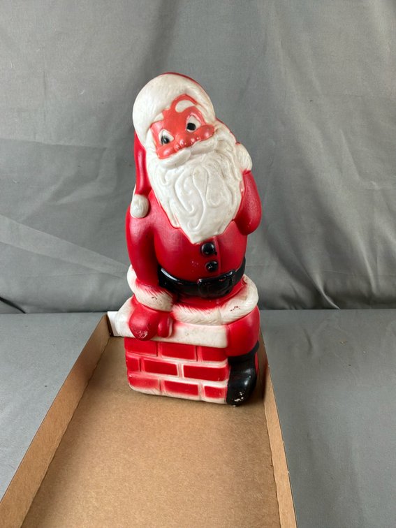 Santa Claus in Chimney Plastic Blow Mold Figure