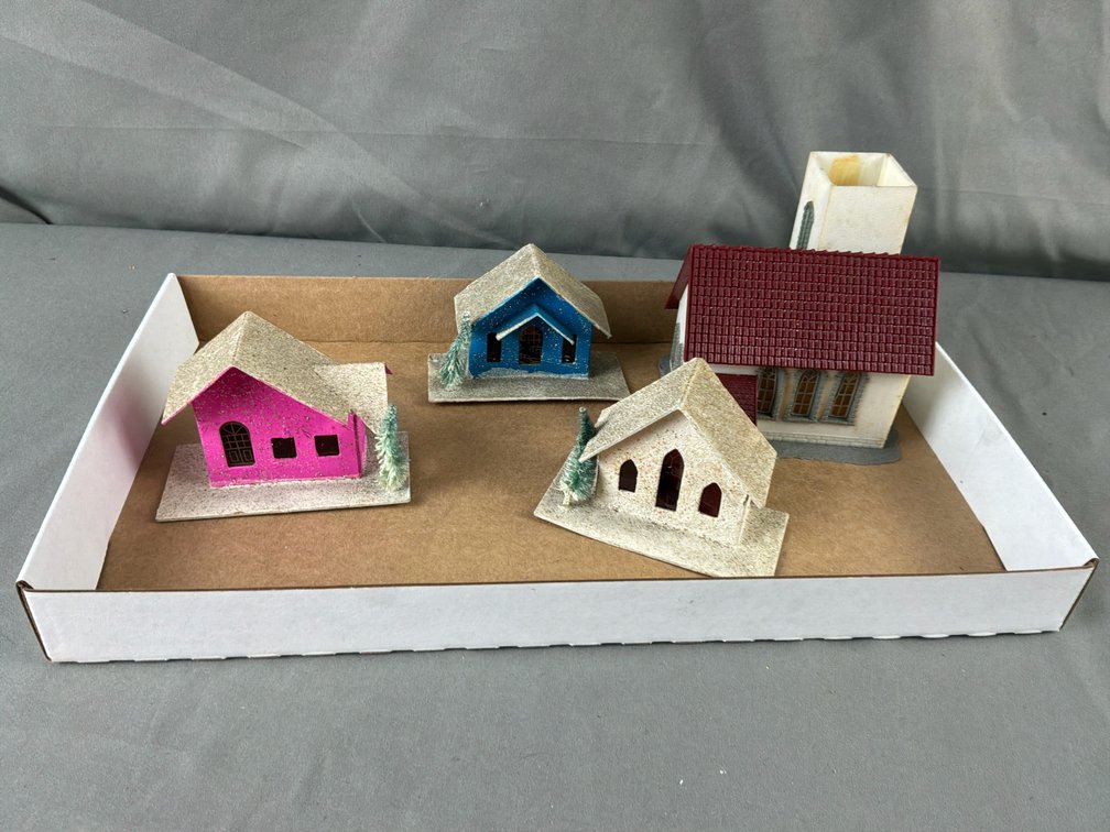 Miniature Christmas Putz Houses and Church