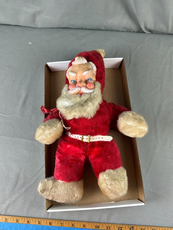 Plush Santa Claus Doll with Molded Rubber Face