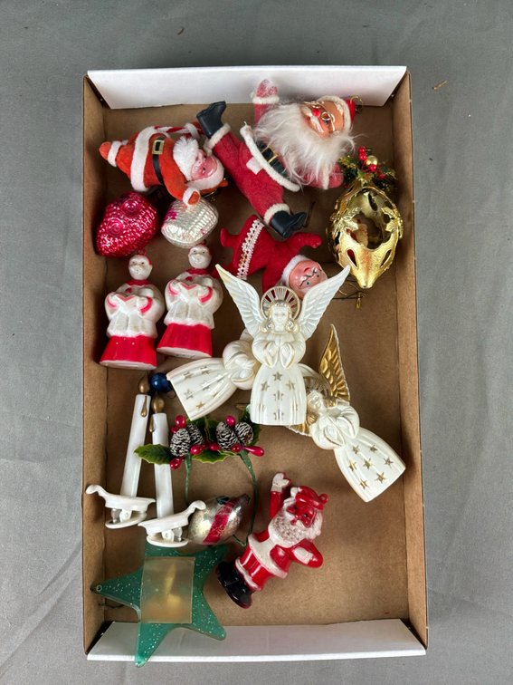 Christmas Ornaments, Santa Claus Figures, and Angels