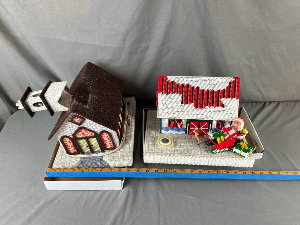 Plastic Canvas Needlepoint Christmas Village Buildings