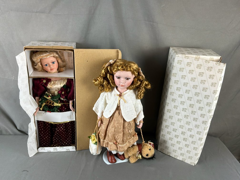 Two Porcelain Collector Dolls with Boxes