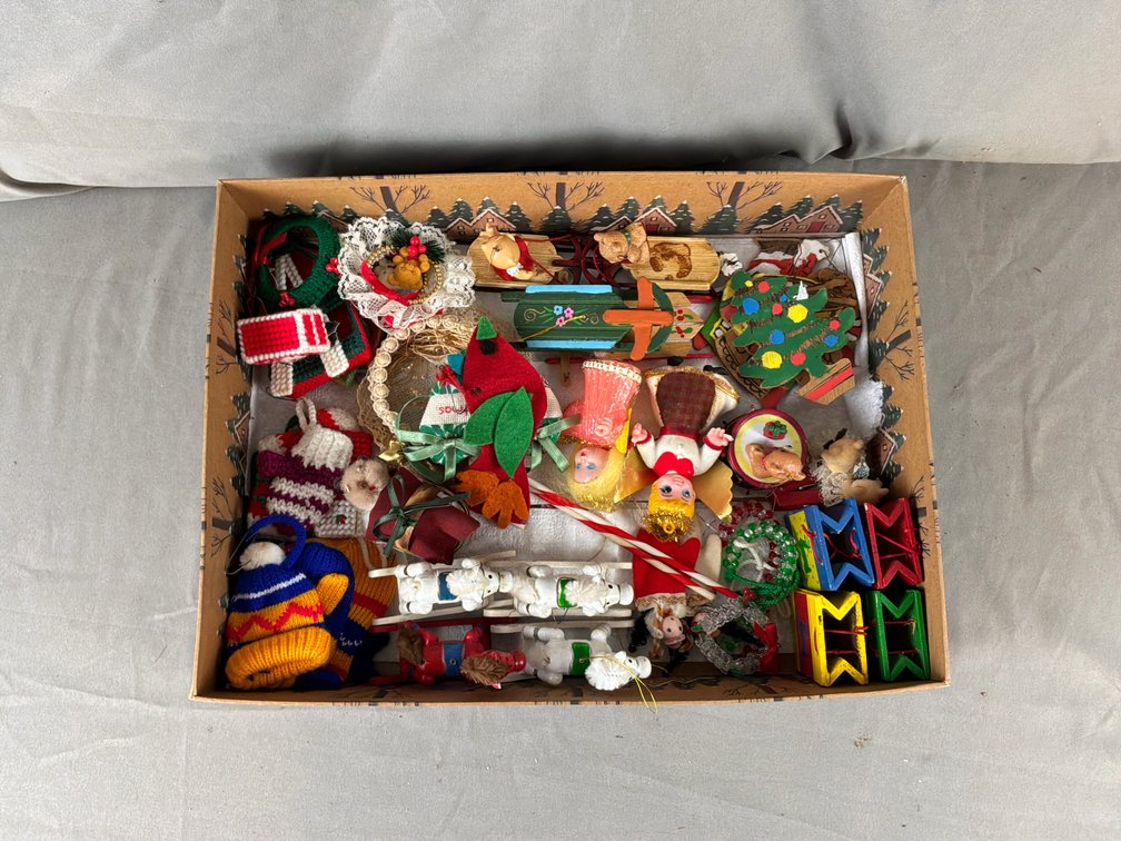Painted Wooden Christmas Ornaments and Miniature Figurines