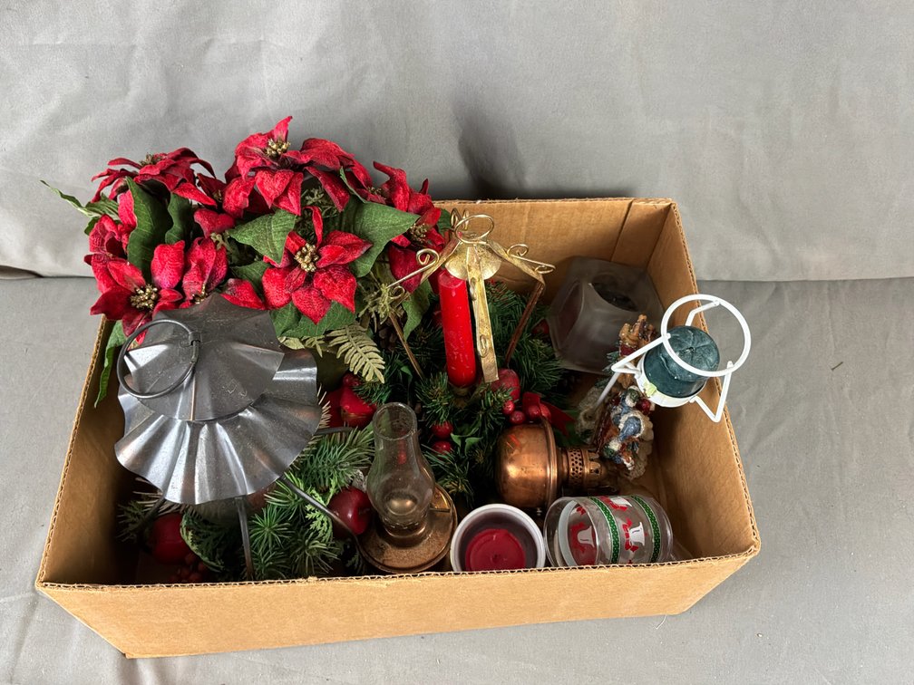 Holiday Decor, Miniature Oil Lamps, and Candle Holders