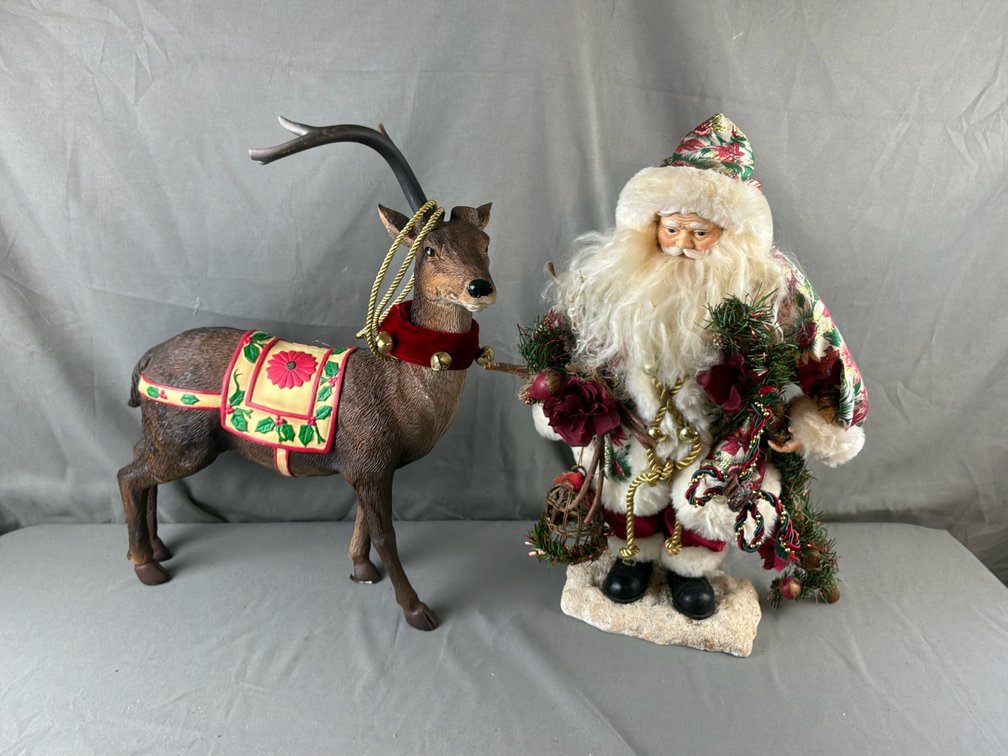Santa Claus and Reindeer Holiday Figurines