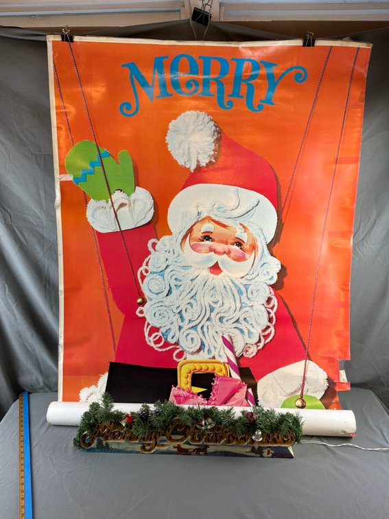 Santa Claus Wall Banner and Lighted Tabletop Decoration