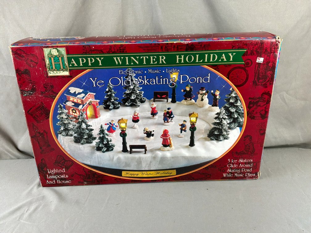 Happy Winter Holiday Ye Old Skating Pond Set No. 6881