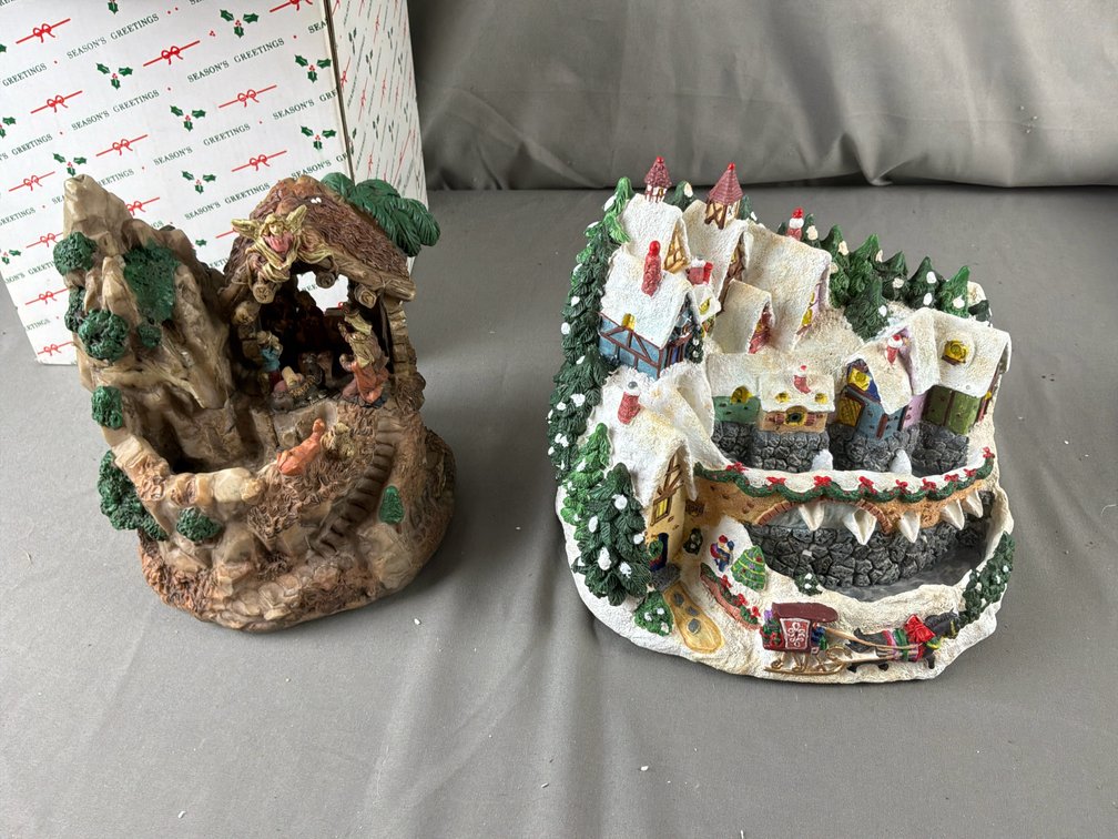 Cast Resin Nativity and Winter Village Tabletop Dioramas