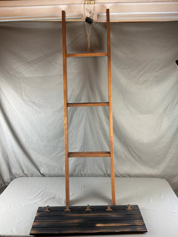 Wooden Display Ladder and Slatted Clip Display Board