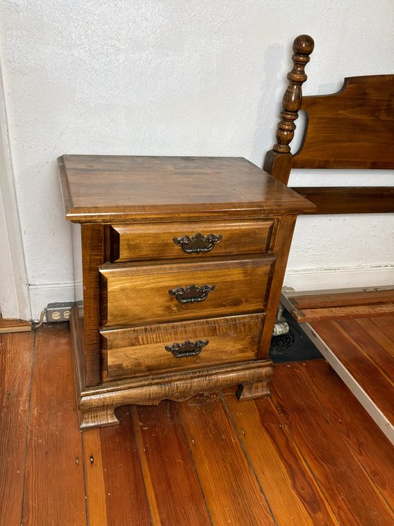Three-Drawer Wood Nightstand with Bail Pulls