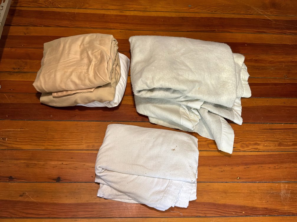 King Size Sheets, Blanket with Satin Trim, and Linens