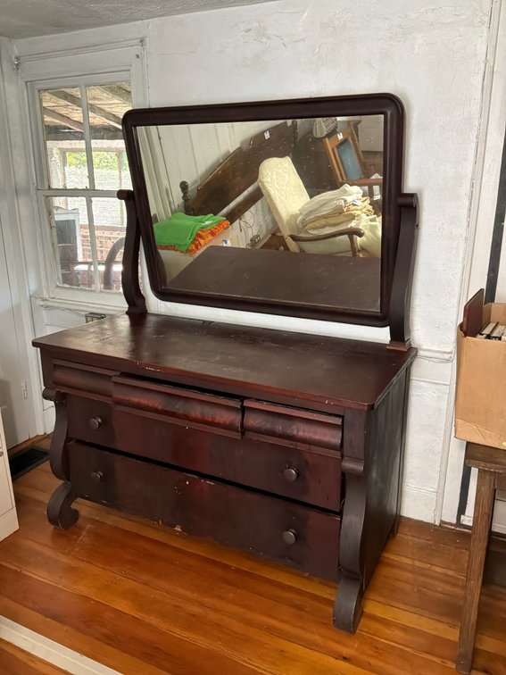 Empire Style Wood Dresser with Swivel Mirror