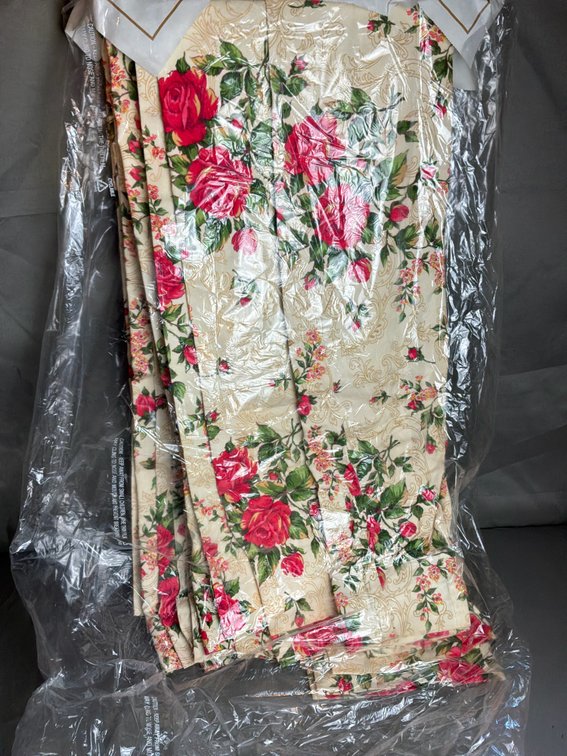 Floral Rose and Scroll Pattern Drapery Panels