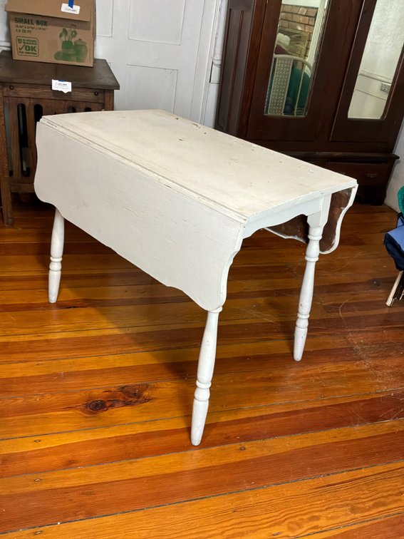 Painted Wooden Drop-Leaf Table with Turned Legs