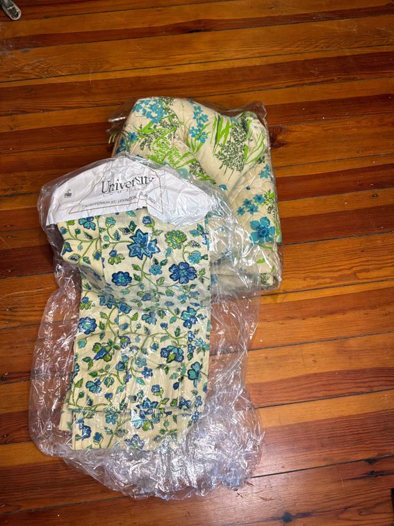Floral Print Bed Quilt and Curtain Set