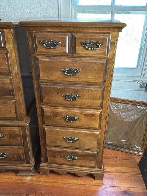 Six-Drawer Stained Wood Chest of Drawers