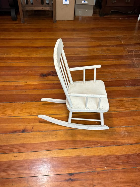White Painted Wooden Child's Rocking Chair